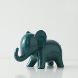 Handmade Ceramic Animal Ornaments – Modern Minimalist Porcelain Décor - Emerald Elephant - 