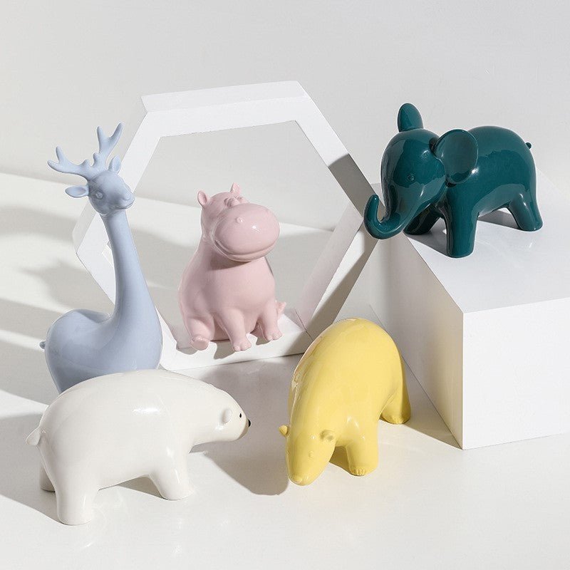 Handmade Ceramic Animal Ornaments – Modern Minimalist Porcelain Décor - Graceful Giraffe - 