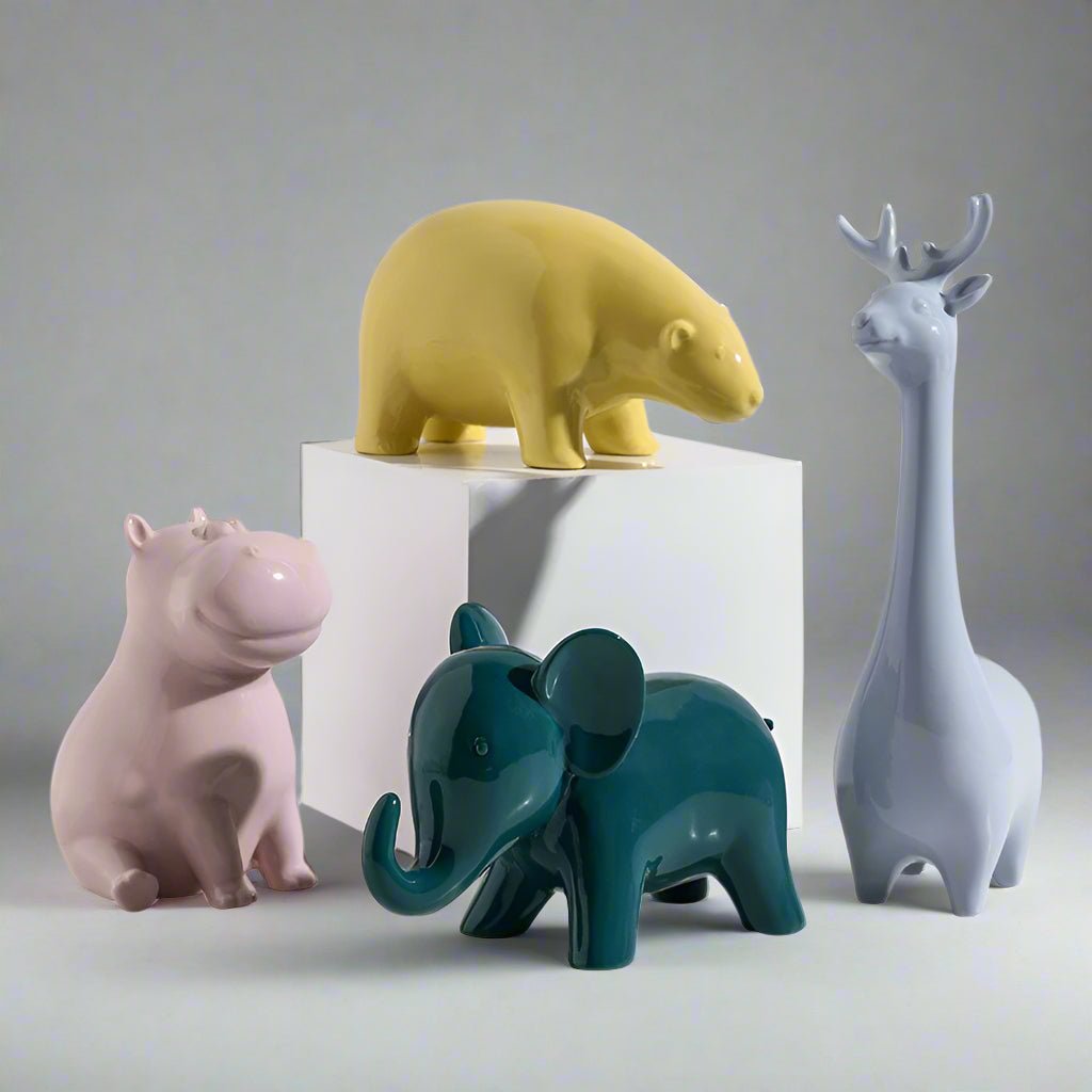 Handmade Ceramic Animal Ornaments – Modern Minimalist Porcelain Décor - Graceful Giraffe - 