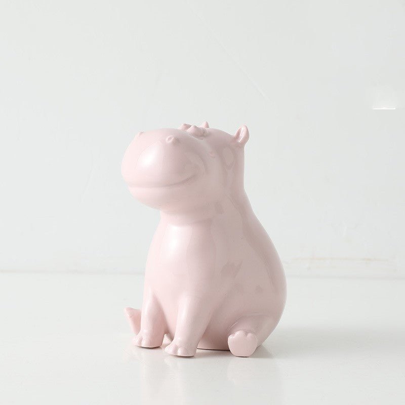 Handmade Ceramic Animal Ornaments – Modern Minimalist Porcelain Décor - Happy Hippo - 