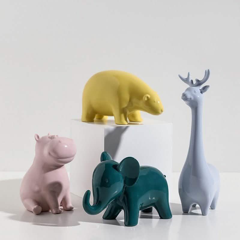 Handmade Ceramic Animal Ornaments – Modern Minimalist Porcelain Décor - Graceful Giraffe - 