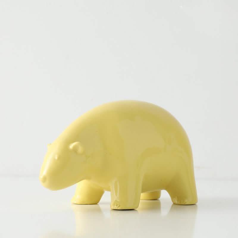 Handmade Ceramic Animal Ornaments – Modern Minimalist Porcelain Décor - Golden Bear - 