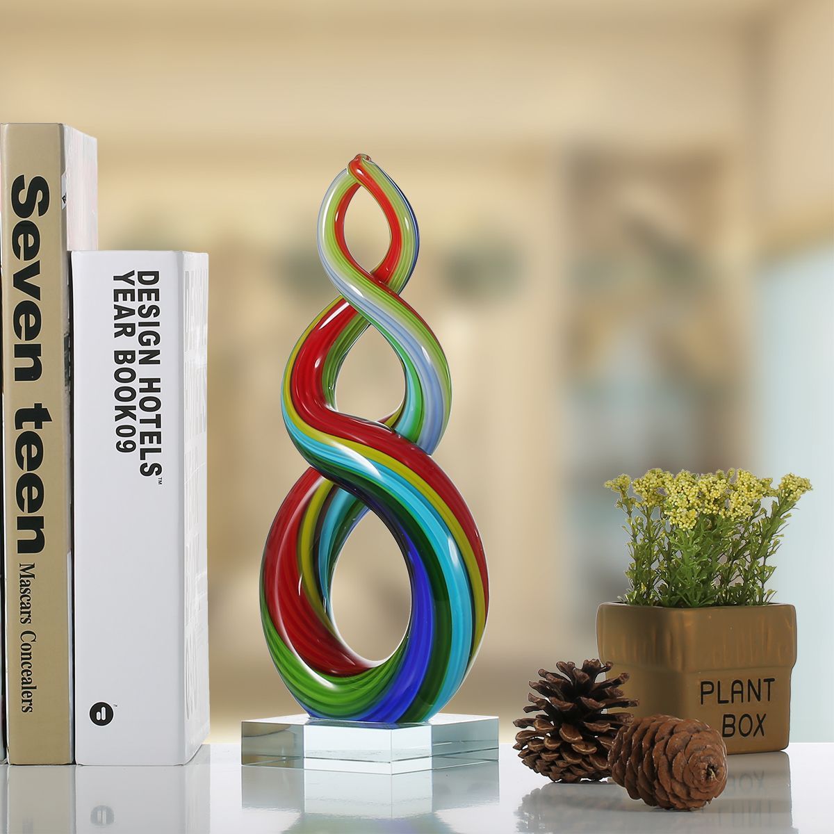 Handmade Colorful Glaze Resin Sculpture – Artistic Modern Craft Décor - MultiColor - 