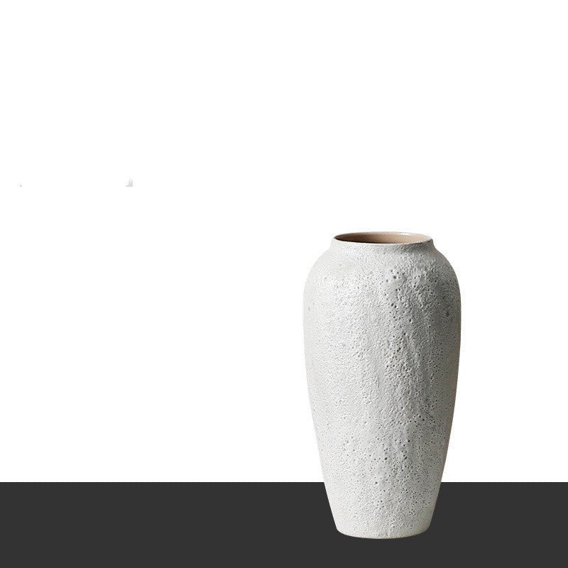 Handmade White Ceramic Vase – Modern Minimalist Textured Home Décor - 35x18cm - White - 