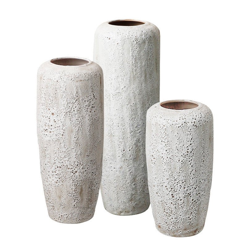 Handmade White Ceramic Vase – Modern Minimalist Textured Home Décor - 22x22cm - White - 
