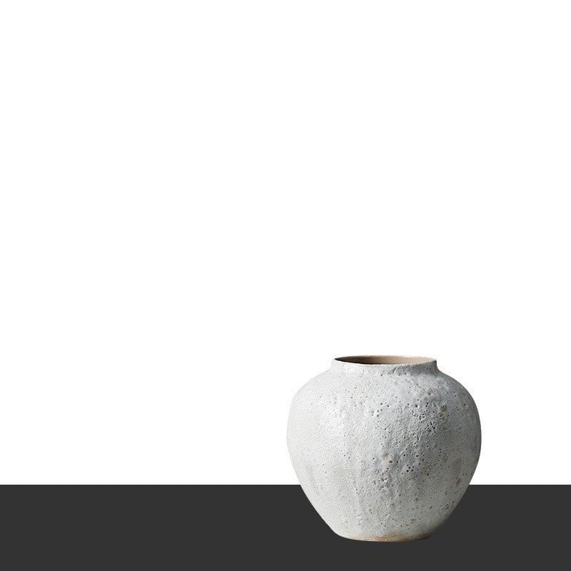 Handmade White Ceramic Vase – Modern Minimalist Textured Home Décor - 22x22cm - White - 
