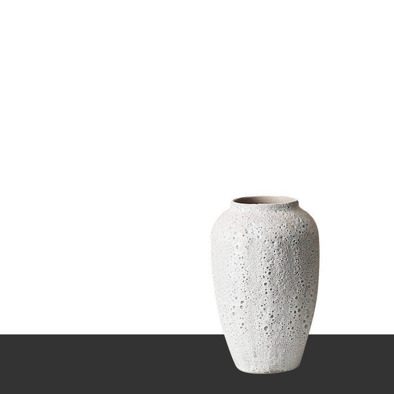 Handmade White Ceramic Vase – Modern Minimalist Textured Home Décor - 30x18cm - White - 