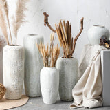Handmade White Ceramic Vase – Modern Minimalist Textured Home Décor - 22x22cm - White - 
