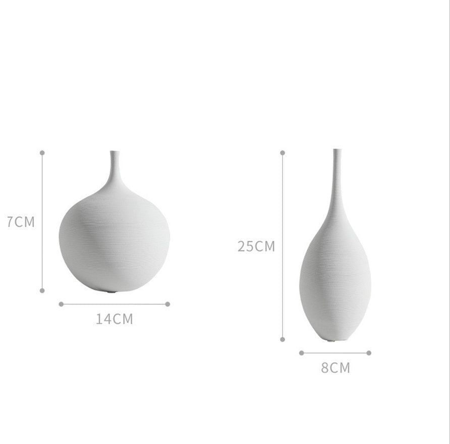 Handmade Zen Vase – Modern Ceramic Art Ornament - Set of 2 pcs White - 