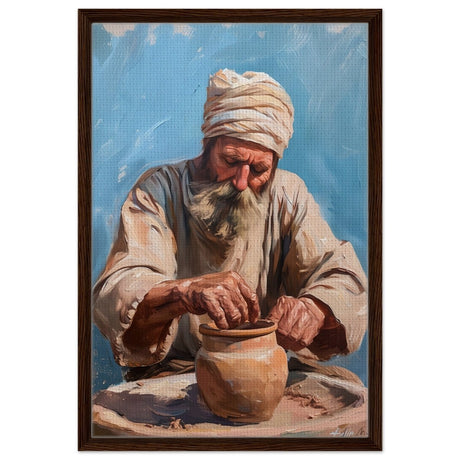 Hands of Heritage: The Art of Pottery | Wall art print - Framed Canvas - 50x75 cm / 20x30″ - Dark wood frame