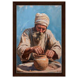 Hands of Heritage: The Art of Pottery | Wall art print - Framed Canvas - 30x45 cm / 12x18″ - Dark wood frame