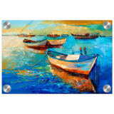 “Harbor Whispers” – Vibrant Boat Reflections on Canvas | Wall art Print - Acrylic Print - 20x30 cm / 8x12″ - 