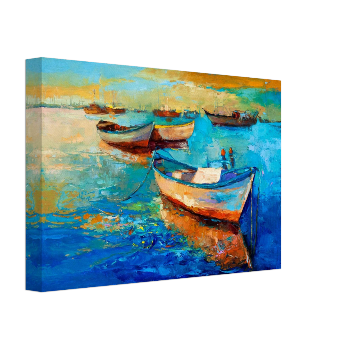 “Harbor Whispers” – Vibrant Boat Reflections on Canvas | Wall art Print - Canvas - 20x30 cm / 8x12″ - 