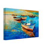 “Harbor Whispers” – Vibrant Boat Reflections on Canvas | Wall art Print - Canvas - 20x30 cm / 8x12″ - 