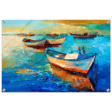 “Harbor Whispers” – Vibrant Boat Reflections on Canvas | Wall art Print - Acrylic Print - 50x75 cm / 20x30″ - 