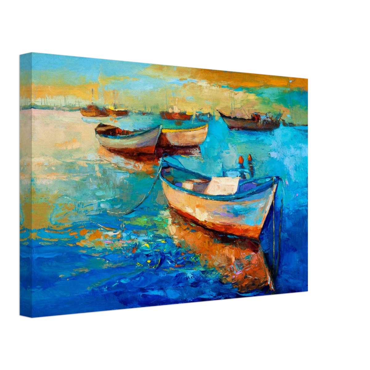 “Harbor Whispers” – Vibrant Boat Reflections on Canvas | Wall art Print - Canvas - 30x45 cm / 12x18″ - 