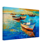 “Harbor Whispers” – Vibrant Boat Reflections on Canvas | Wall art Print - Canvas - 30x45 cm / 12x18″ - 