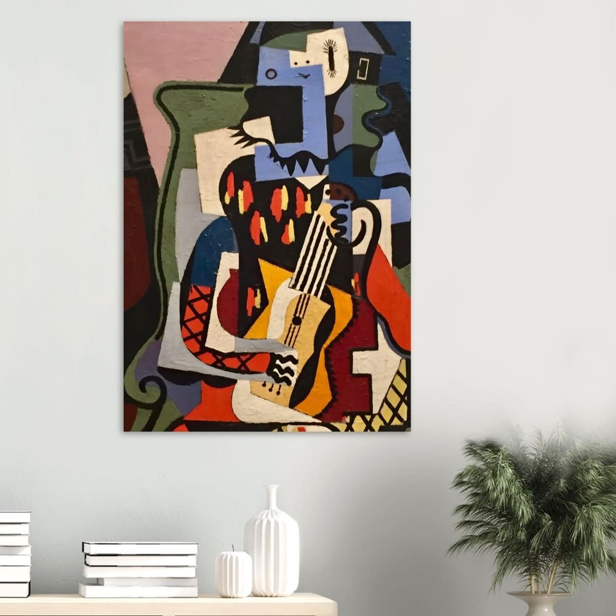Harlequin Musician by Pablo Picasso - Wood Prints - 70x100 cm / 28x40″ - 20 mm