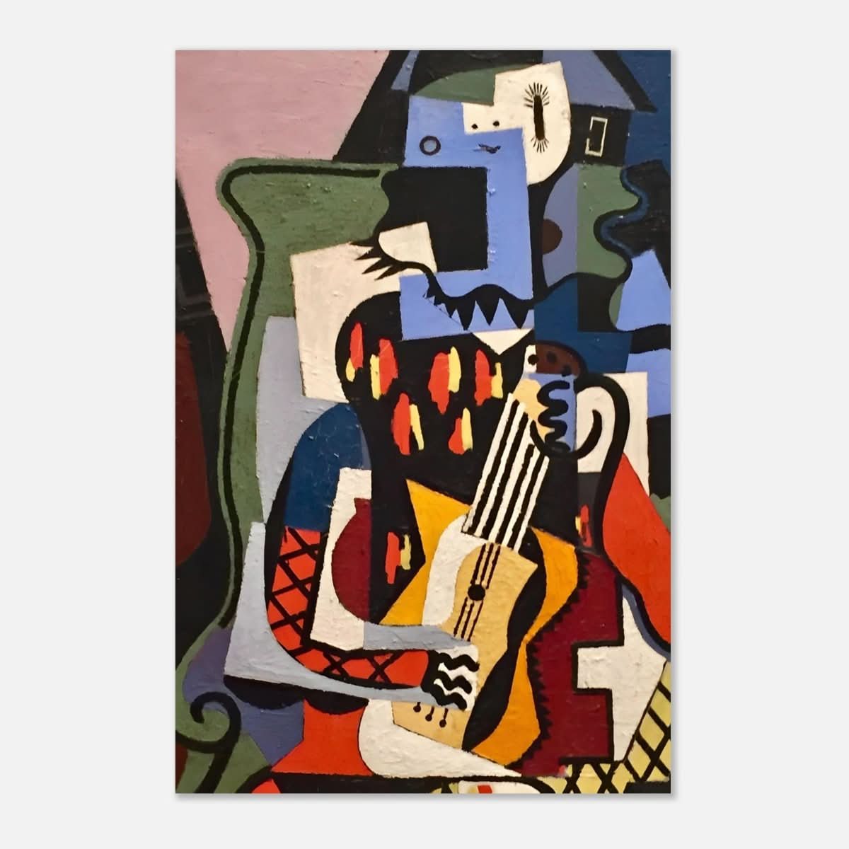 Harlequin Musician by Pablo Picasso - Aluminum Print - 60x90 cm / 24x36″ - 