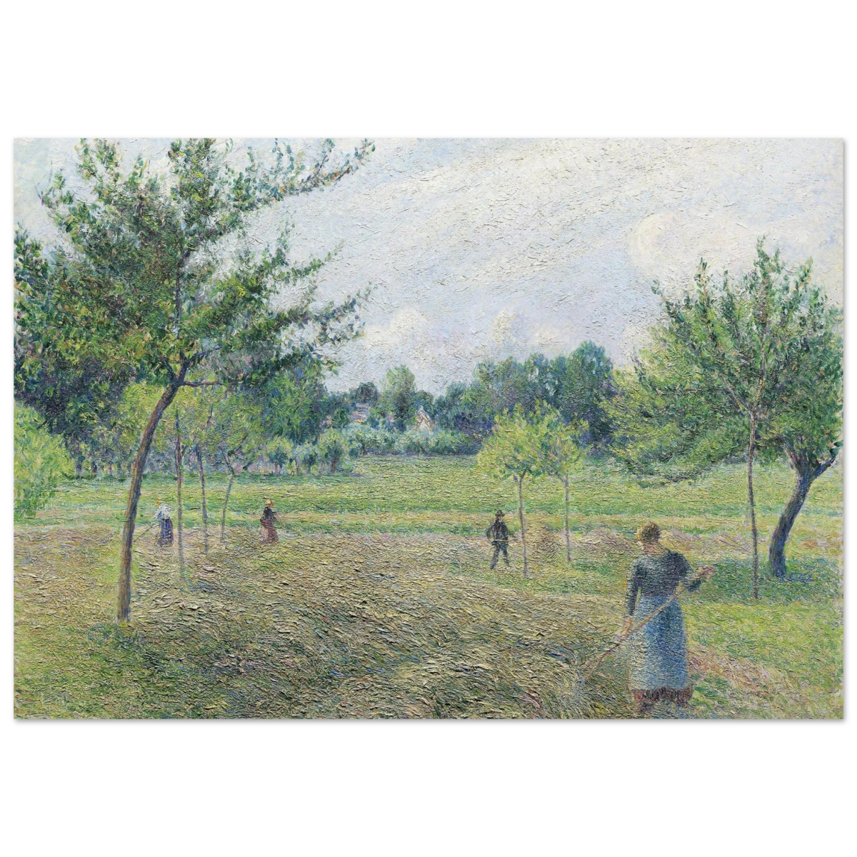 "Haymaking at Éragny" by Camille Pissarro – French Impressionist Rural Landscape Art Print - Fine Art Poster - 70x100 cm / 28x40″ - 