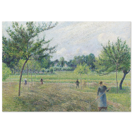 "Haymaking at Éragny" by Camille Pissarro – French Impressionist Rural Landscape Art Print - Fine Art Poster - 70x100 cm / 28x40″ - 