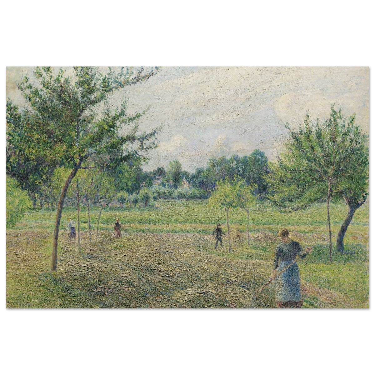 "Haymaking at Éragny" by Camille Pissarro – French Impressionist Rural Landscape Art Print - Wood Prints - 60x90 cm / 24x36″ - 