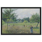"Haymaking at Éragny" by Camille Pissarro – French Impressionist Rural Landscape Art Print - Framed Canvas - 50x75 cm / 20x30″ - Black frame