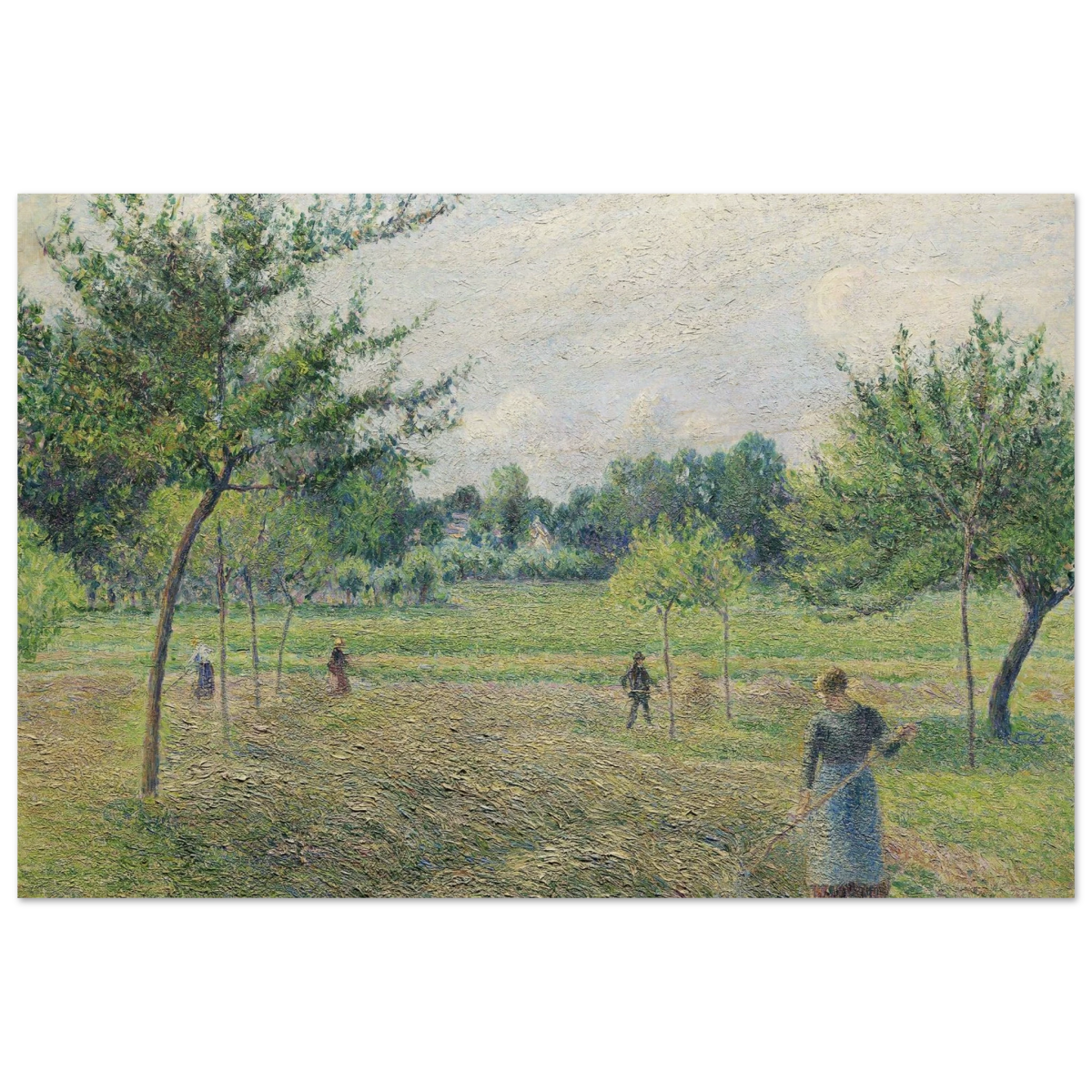 "Haymaking at Éragny" by Camille Pissarro – French Impressionist Rural Landscape Art Print - Wood Prints - 20x30 cm / 8x12″ - 
