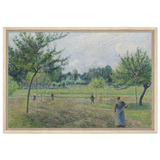 "Haymaking at Éragny" by Camille Pissarro – French Impressionist Rural Landscape Art Print - Framed Canvas - 50x75 cm / 20x30″ - Wood frame