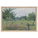 "Haymaking at Éragny" by Camille Pissarro – French Impressionist Rural Landscape Art Print - Framed Canvas - 40x60 cm / 16x24″ - Wood frame