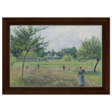 "Haymaking at Éragny" by Camille Pissarro – French Impressionist Rural Landscape Art Print - Framed Canvas - 20x30 cm / 8x12″ - Dark wood frame