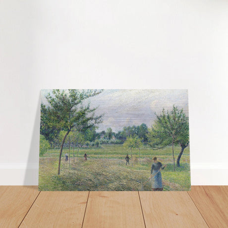 "Haymaking at Éragny" by Camille Pissarro – French Impressionist Rural Landscape Art Print - Brushed Aluminum Print - 60x90 cm / 24x36″ - 