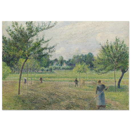 "Haymaking at Éragny" by Camille Pissarro – French Impressionist Rural Landscape Art Print - Wood Prints - 70x100 cm / 28x40″ - 
