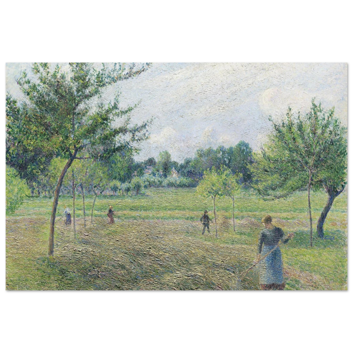 "Haymaking at Éragny" by Camille Pissarro – French Impressionist Rural Landscape Art Print - Fine Art Poster - 60x90 cm / 24x36″ - 