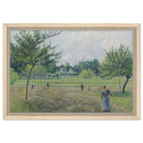 "Haymaking at Éragny" by Camille Pissarro – French Impressionist Rural Landscape Art Print - Framed Canvas - 30x45 cm / 12x18″ - Wood frame