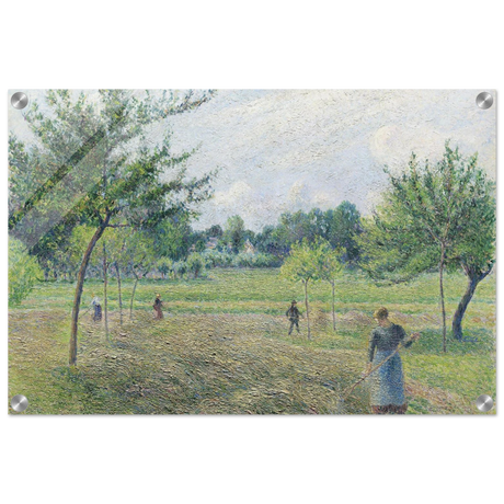 "Haymaking at Éragny" by Camille Pissarro – French Impressionist Rural Landscape Art Print - Acrylic Print - 40x60 cm / 16x24″ - 