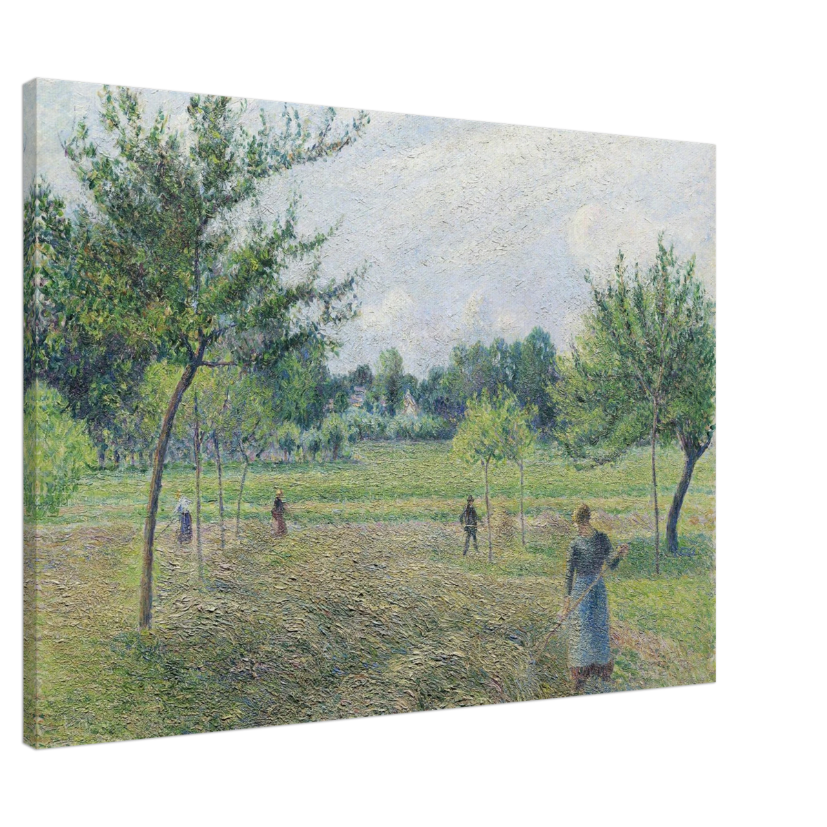 "Haymaking at Éragny" by Camille Pissarro – French Impressionist Rural Landscape Art Print - Canvas - 70x100 cm / 28x40″ - 
