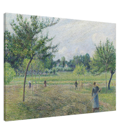 "Haymaking at Éragny" by Camille Pissarro – French Impressionist Rural Landscape Art Print - Canvas - 70x100 cm / 28x40″ - 