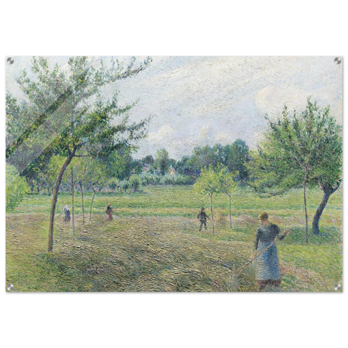 "Haymaking at Éragny" by Camille Pissarro – French Impressionist Rural Landscape Art Print - Acrylic Print - 70x100 cm / 28x40″ - 