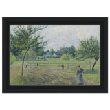 "Haymaking at Éragny" by Camille Pissarro – French Impressionist Rural Landscape Art Print - Framed Canvas - 20x30 cm / 8x12″ - Black frame