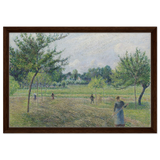 "Haymaking at Éragny" by Camille Pissarro – French Impressionist Rural Landscape Art Print - Framed Canvas - 40x60 cm / 16x24″ - Dark wood frame