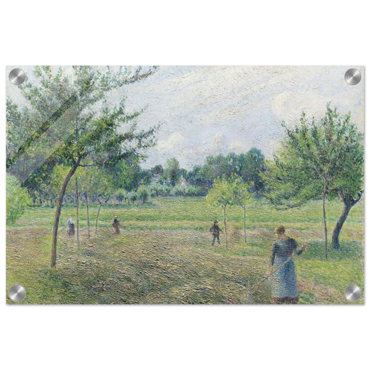 "Haymaking at Éragny" by Camille Pissarro – French Impressionist Rural Landscape Art Print - Acrylic Print - 30x45 cm / 12x18″ - 