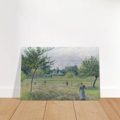 "Haymaking at Éragny" by Camille Pissarro – French Impressionist Rural Landscape Art Print - Brushed Aluminum Print - 30x45 cm / 12x18″ - 