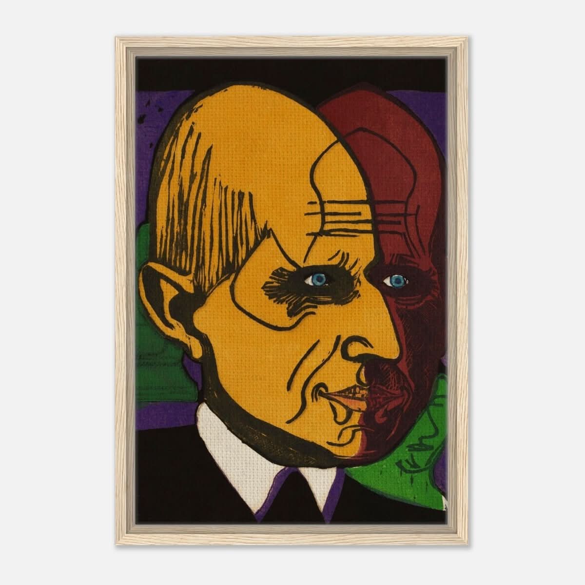 Head of Dr. Bauer by Ernst Ludwig Kirchner | Vintage wall art print - Framed Canvas - 40x60 cm / 16x24″ - Wood frame