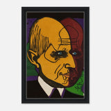 Head of Dr. Bauer by Ernst Ludwig Kirchner | Vintage wall art print - Framed Canvas - 30x45 cm / 12x18″ - Black frame