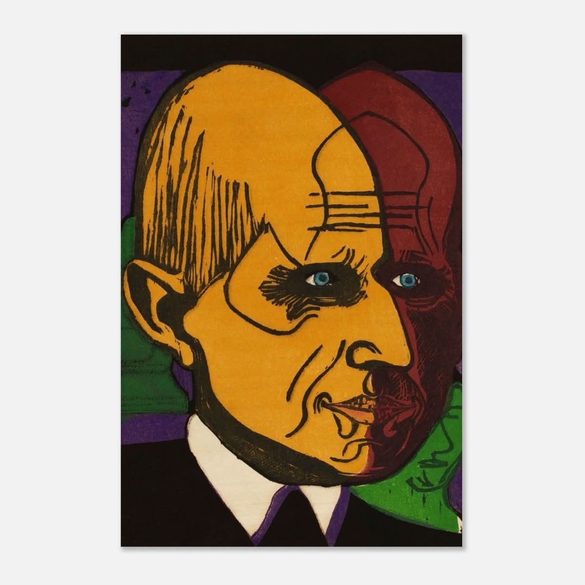 Head of Dr. Bauer by Ernst Ludwig Kirchner | Vintage wall art print - Wood Prints - 60x90 cm / 24x36″ - 