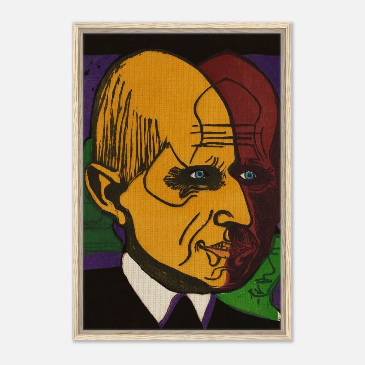 Head of Dr. Bauer by Ernst Ludwig Kirchner | Vintage wall art print - Framed Canvas - 50x75 cm / 20x30″ - Wood frame