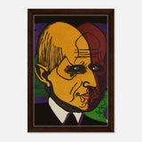 Head of Dr. Bauer by Ernst Ludwig Kirchner | Vintage wall art print - Framed Canvas - 30x45 cm / 12x18″ - Dark wood frame