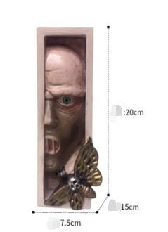 Horror Peeping Human Face Resin Bookend – Creepy Bookshelf Sculpture - B - 