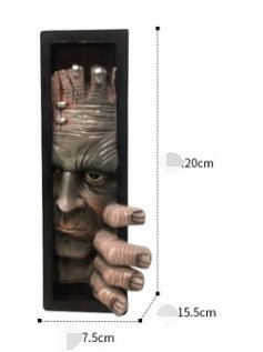 Horror Peeping Human Face Resin Bookend – Creepy Bookshelf Sculpture - C - 